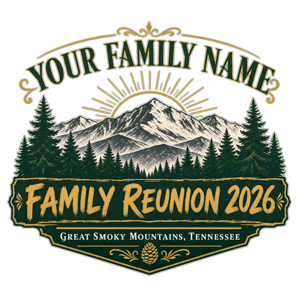 Mountain Silhouette family reunion t-shirt design