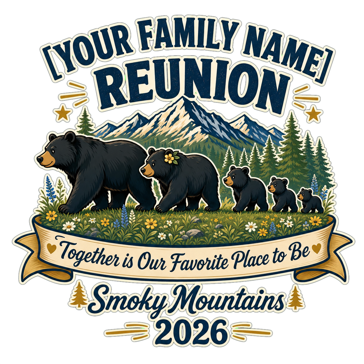 Bear Family reunion t-shirt design