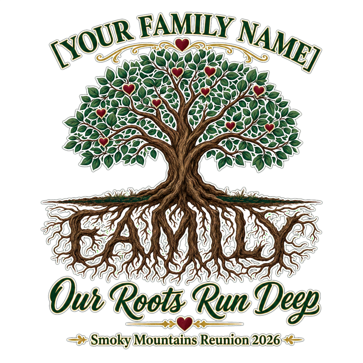 Family Roots Tree reunion t-shirt design
